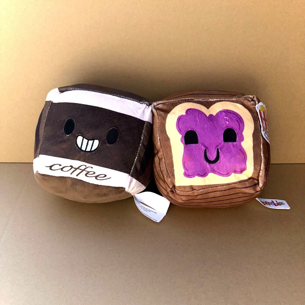 Squeezamals Magnetic Plush Coffee Cup & PB&J Sandwich Pair Food Stuffed Toys